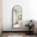 Arched Bathroom Mirror, 16"x48" Black Arched Mirror for Bathroom, Wall Mounted Mirror, Vanity Wall Mirror w/Metal Frame for Bedroom, Entryway, Living Room, Vertically Hanging