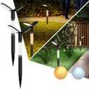 EMANER Solar Lights Outdoor 2-Pack, 2000LM Big Solar Light, Cool and Warm White Pathway Light Warm & Cool White, Dusk to Dawn Stay On Walkway Lights 2200mAh for Garden Sidewalk Yard (Black)
