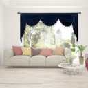 Phating Velvet Waterfall Valance for Living Room, Rod Pocket Swag Valance Curtains with Tassels for Kitchen 1 Panel, Navy, W89 Inches