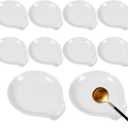 10 Pcs Ceramic Spoon Rest for Stove Top 3.8 x 3.4 Inch Porcelain Spoon Holder Utensil Rest Dishwasher Safe Cradle for Home Kitchen Accessories (White)