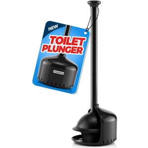 FORASTO Toilet Plunger with Holder,Plungers for Bathroom with Holder,Plunger with Cover,Bathroom DecorBathroom AccessoriesToilet Bowl Cleaners,Black(19inch)