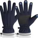 2 x Winter Outdoor Waterproof Ski Gloves for Women Men, Cashmere Warm Lining Finger Touchscreen Texting Riding Gloves (Blue)