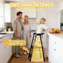 HBTower Kids 2 Steps Step Stool, Toddler Tower for Kitchen Counter Learning, Toddler Kitchen Stool Helper with Anti-Drop Safty Railing Kids Standing Folding Stepper (Black)