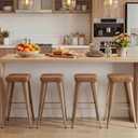 Yongchuang Backless Bar Stools Set of 4, 26" Walnut Brown Metal Barstools