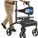 Retaoldth Rollator Walker for Seniors with Seat, 18" Enlarged Seat, Black