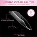 2 x Long Almond Soft Gel Nail Tips: 240Pcs Pre-Shaped Half Matte False Nail Tips Full Cover Acrylic Clear Fake Nails Extension for Manicure Home DIY 12 Sizes