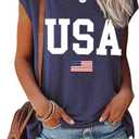 Cap Sleeve Summer Tops for Women Trendy Floral Print Casual V Neck T Shirts Petal Sleeve Blouses (Medium, Blue Usa)