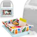 Lusso Gear Kids Airplane Tray Table Cover - Storage Pockets for Toddler Toys & Snacks - Kids Travel Essentials & Organizer - Portable Fit for Most Airplane Trays - Dinos