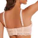 Plus Size Sexy Lace Bra Sheer See Through Bralette Underwire Vintage Maiden Lingerie (34D, Beige)