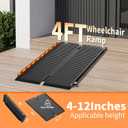 Portable Wheelchair Ramp, Non-Slip Metal Access Ramp,for Home Steps,staircases,Thresholds,Doorways,Scooter, 800LBS Capacity (4FT(Using Height 4-12''))