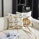 TAJWE Fall Pillow Covers 18x18 Inch Set of 2 Pumpkins Autumn Decorative Pillowcases Farmhouse Seasonal Thanksgiving Harvest Cushion Cases for Sofa Couch Home Decor