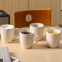 16 oz Coffee Mugs Set of 4, Porcelain Coffee Cups Ceramic, Farmhouse Mug with Handle (White)