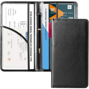 CoBak Car Registration and Insurance Holder - Vehicle Glove Box Car Organizer,Auto Truck Comparment Accessories Case with Magnetic Closure for Driver License,Cards (L-Cowhide Black)
