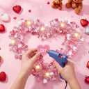 XmasExp 33ft Valentines Day Decorations Pink Valentines Day Garland with Light Shiny Heart Valentines Tree Decorations for Wedding Party,Mantle,Christmas Tree, Birthday (33ft-Light Pink)