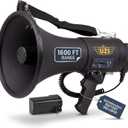 Uzi High Power Loud Big Bluetooth Megaphone 50W, Professional Bullhorn Megaphone Used by First Responders, Police & Agencies, Rechargeable Battery, PA System, Outdoor Activitie