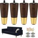 5 Inch Wooden Furniture Legs, Tapered Sofa Legs Set of 4, Mid Century Modern Desk Legs, Replacement 5" Couch Legs Ottoman Leg(Brown)