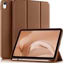 Akkerds Compatible with iPad (A16) 11th Generation Case 11 Inch 2025, for iPad 10th Generation Case 10.9 Inch 2022 with Pencil Holder, Slim Trifold Stand Protective Cover with Soft TPU Back, Brown