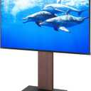 WALL V2 | Sleek Sturdy Japanese Floor TV Stand Mount 32-60 Inch Universal Height Adjustable, No Drill Corner TV Stand for Bedroom | Walnut
