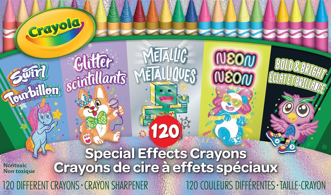 Crayola Special Effects Bulk Crayon Set (5 Pack), 24 Crayons for Kids, Coloring Supplies for Arts & Crafts, Glitter, Pastel, Bold & Bright, Neon, Metallic [ Exclusive]