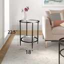 2 Tier Round Side Table, Black End Table with Glass Top, Modern Metal Clear Coffee TableSmall Accent Tables for Living Room, Bedroom, 18" x 18" x 24"