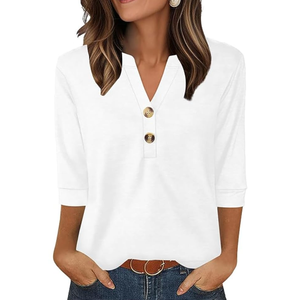 OFEEFAN Womens Tops 3/4 Sleeve Heley Shirts for Women Summer Fashion 2025 Blouses Beach Vacation Clothes, XL