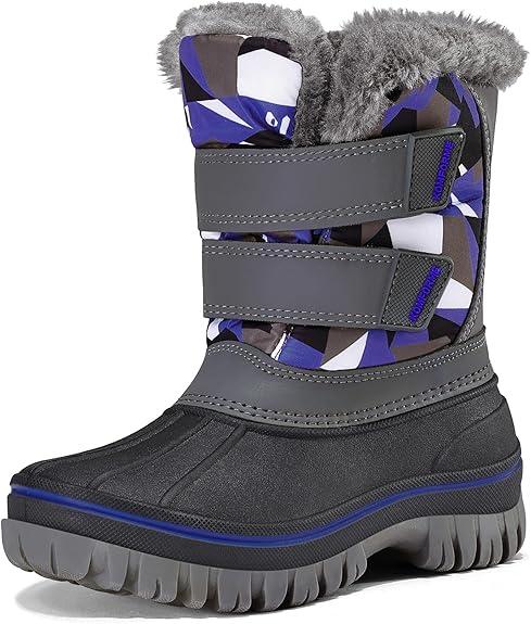K KomForme Boys Girls Snow Boots Water-resistant Warm Faux Fur Lining Slip Resistant Winter Shoes (Toddler/Little Kid/Big Kid), Size: 11 Little Kid