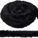 PH PandaHall 5.4 Yards Faux Rabbit Fur Trim 1.9 Inch Wide Christmas Wool Ribbon Plush Craft Trim Furry Sewing Trims Decorative Trimming for DIY Crafts Clothing Embellishment Festival Decoration (Black)