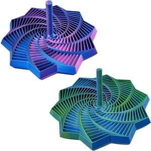 2Pcs 3D Printed Expanded Sensory Fidget Star, Expandable 4.3 Inch Fractal Fidget Hexagon with Handles, Colorful Whirling Spiral Design, Ideal for Office Stress Relief