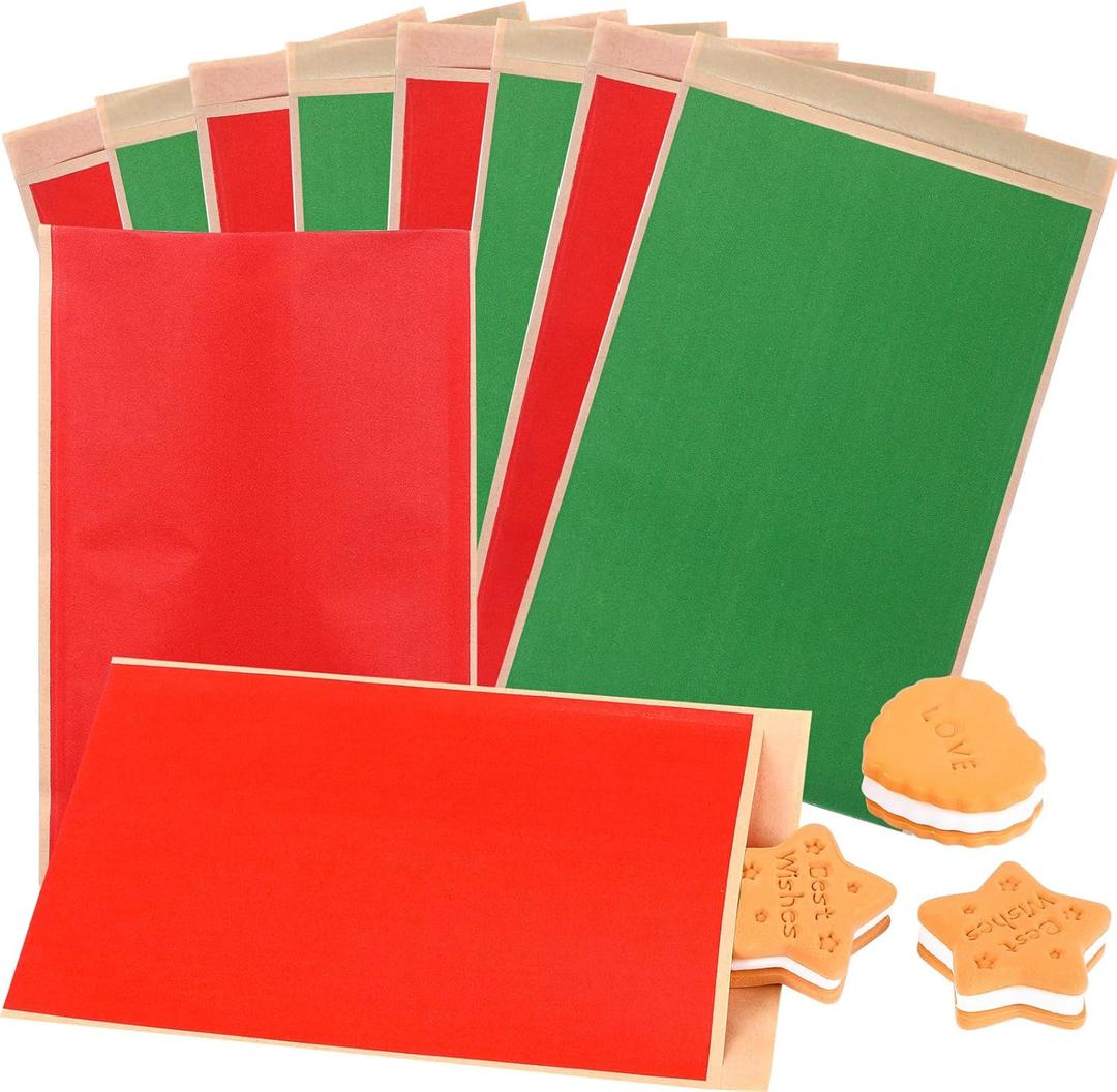 Marspark 1000 Pcs 4 x 6 Inches Christmas Red Green Kraft Treat Bags Goodies Bags Candy Snack Buffet Paper Holiday Party Favor Gift for Winter Xmas Picnic BBQ Bridal Wedding Birthday Party