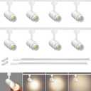Zoomable 8 Lights LED Track Lighting Kit with 6.6FT H Type Track Lighting Rails, Dimmable White Track Lighting Fixtures Ceiling Modern Kitchen Spot Track Light Heads 4000K CRI90+ 12W 1000lm