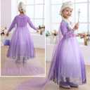 Elsa Dress for Girls Purple Princess Costume for Kids Cosplay with Wig for Halloween Party (Purple)
