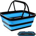 Monozuki Collapsible Sink 4.8Gal/18.1L Eco-Recycled Material Picnic Basket with Handle Bucket for Cleaning Camping Essentials Space Saving Outdoor Portable Bucket for Camping (Blue)