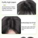 Anemone Human Hair Topper 16g No Clip Magic Paste Hairpiece 7x10cm Full Hook and Loop Skin Base Fringe Bangs for Front Thinning (1B Middle Bangs)