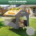 Pawaboo 47'' XL Dog House Outdoor for Medium Large Breeds, Weatherproof Large Dog Shelter, Elevated Dogs Bed & Breathable Mesh Windows, Larges Dogs Houses Outdoor/Indoor for All Seasons, Grey