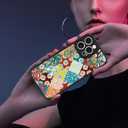 Magnetic for iPhone 15 Pro Max Case [Compatible with MagSafe] Aesthetic Flower Wave Patchwork Pattern Design, Slim Bumper Translucent Matte Protective Cover for Women Men