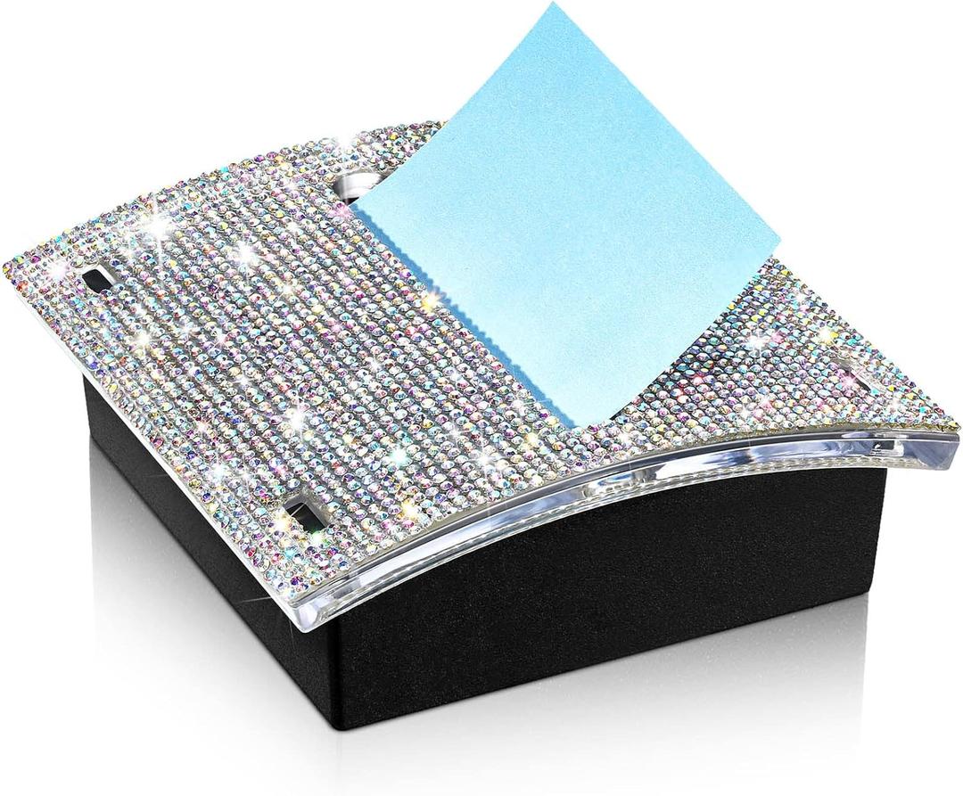 Eersida Rhinestone Self Stick Note Pad Holders 4 x 4 Inches Memo Sticky Dispenser Note Holder Sticky Dispenser for Office Home Desk Supplies(AB Color) Eersida Rhinestone Self Stick Note Pad Holders 4 x 4 Inches Memo Sticky Dispenser Note Holder Sticky Dispenser for Office Home Desk Supplies(AB Color)