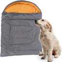 Dog Sleeping Bag Waterproof Warm Packable Dog Bed Mat with Storage Bag for Indoor Outdoor Travel Camping Hiking Backpacking(Grey+Orange,L)