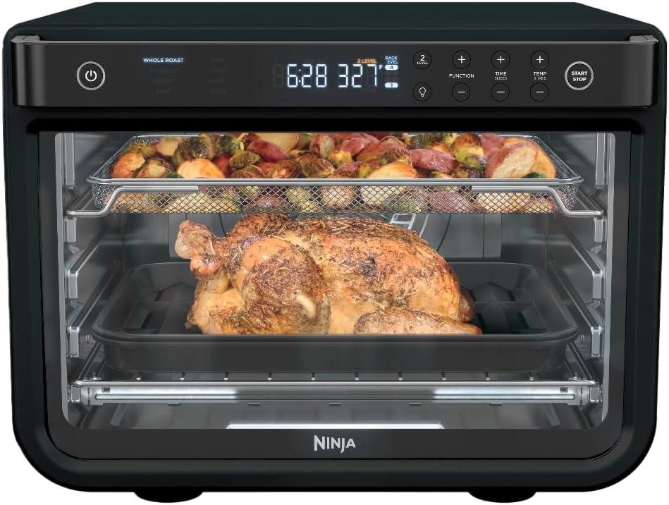 Ninja DT202BK Foodi 8-in-1 XL Pro Air Fry Oven, Large Countertop Convection Oven, Digital Toaster Oven, 1800 Watts, Black, 12"