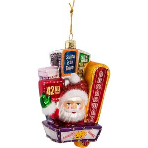Kurt Adler Santa on Broadway Glass Ornament, 5-Inch