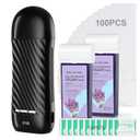 Roll On Wax Kit for Hair Removal, Wax Roller Kits with 2 Honey Soft Wax Cartridge & 100 Non-Woven Wax Strips, Safe, Effective, Roll On Hair Removal Kit, Portable Wax Heater