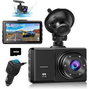 Dash Cam Front and Rear, SPADE Dual Dash Camera 1296P with 32G SD Card, Waterproof Backup Camera, DVR Car Dashboard Camera with Night Vision WDR G-Sensor Parking Monitor Loop Recording[UP-Grade]