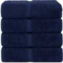 Chakir Turkish Linens 4 Piece Large Bath Towels, 100% Cotton Turkish Towels for Bathroom, Luxury Soft Absorbent Bath Towel Set, 27 x 54 Inches, Navy