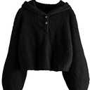 GAMISOTE Kids Girl's Fuzzy Hoodies Warm Loose Button Down Pullover Sherpa Jacket Top, Size: 9-10 Years