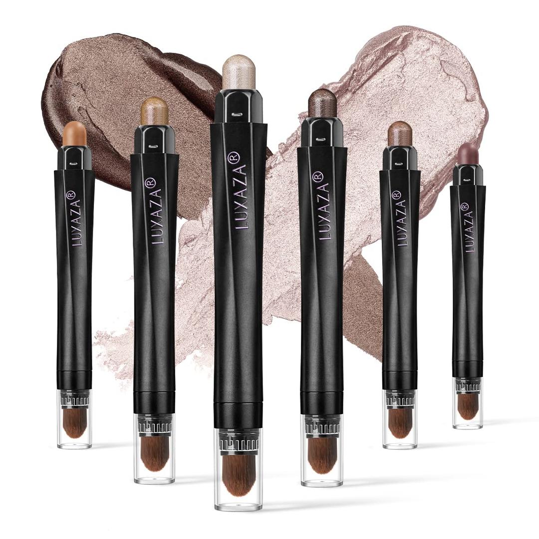 6PCS Cream Eyeshadow Stick Makeup Sets, Metallic And Matte Shimmer Eye Shadow Eye Brightener Stick Pencil Crayon
