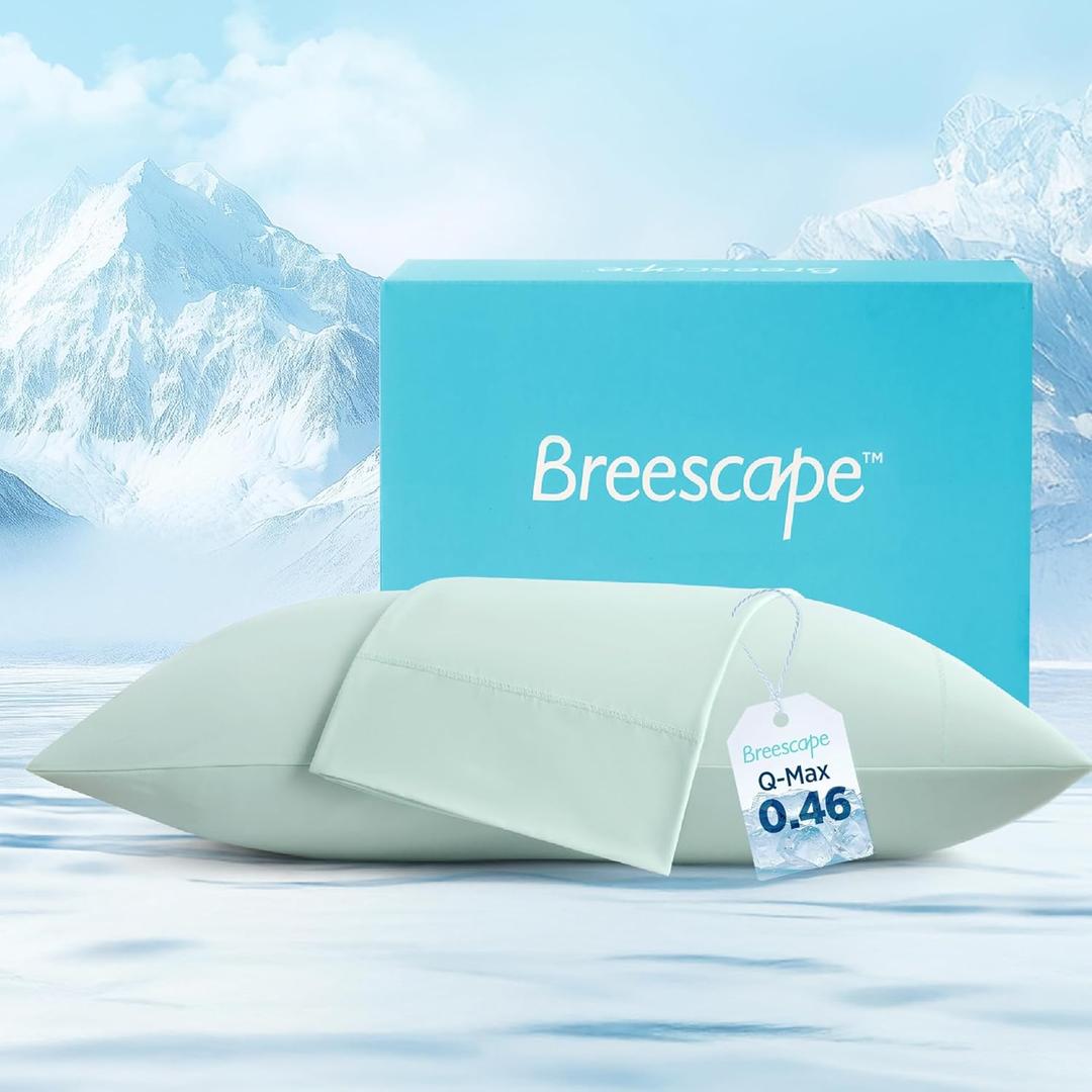 Breescape Cooling Pillow Cases Standard/Queen Size - BlendTek Dry & Cool Technology for Hot Sleepers and Night Sweats, 2 Pack Soft & Smooth Pillowcases for Hair & Skin Care, 20" x 30", Mint Green