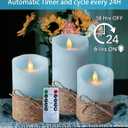 Ocean Blue Flameless Candles, Nautical Themed Led Pillar Candles with Remote & Timer, Decorative Flickering Candles for Gifts, Party, Wedding, Home Decorations - Set of 3