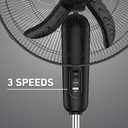 Holmes 18 Inch Oscillating Stand Fan 3 Speed Powerful Airflow Adjustable Height 30 Degree Tilt Wide Angle Cooling Quiet Operation for Bedroom Living Room Home Office Gym Black, Large