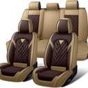 Car Seat Covers Full Set for Ford F350 2000-2026, Waterproof Nappa Leather Car Seat Covers, Full Coverage Car Seat Covers Sets(5 Seats/Brown Coffee)