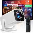Mini Projector, Portable Projector 4K Support, Full HD 1080P Outdoor Projector, 270 Rotation Movie Projector, Compatible with Smartphone, TV Stick, Laptop, PS4, HDMI, USB (No WiFi or Bluetooth)