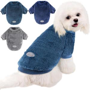 3 Pack Dog Sweater Clothes for Small Dogs Girls Boys with Reflective Strip Small Dog Sweaters Coat Soft Warm Pet Puppy Clothes Sweater (Grey+Blue+Navy, XXS (Back:5.31", Chest:9", Neck:6.69")